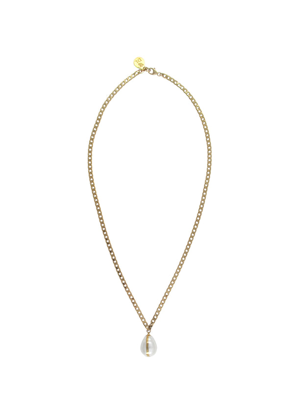 Pearl Drop in Gold Foil Pendant Necklace