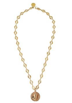 Gold Coin Textured Chain Necklace