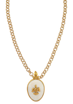 Gold and White Shell Ethnic Pendant Necklace