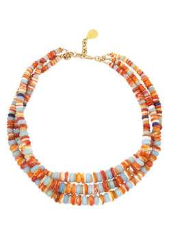 Orange Oyster Shell Multi Strand Necklace