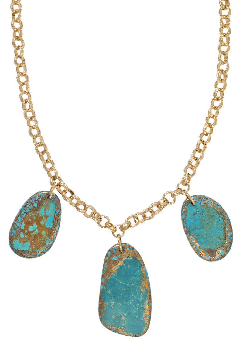 Copper Infused Turquoise Triple Pendant Necklace