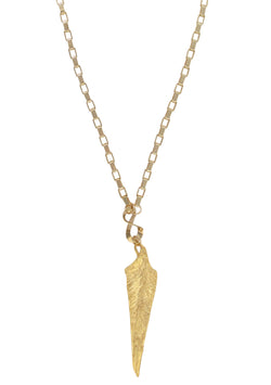 Long Gold Leaf Pendant Necklace