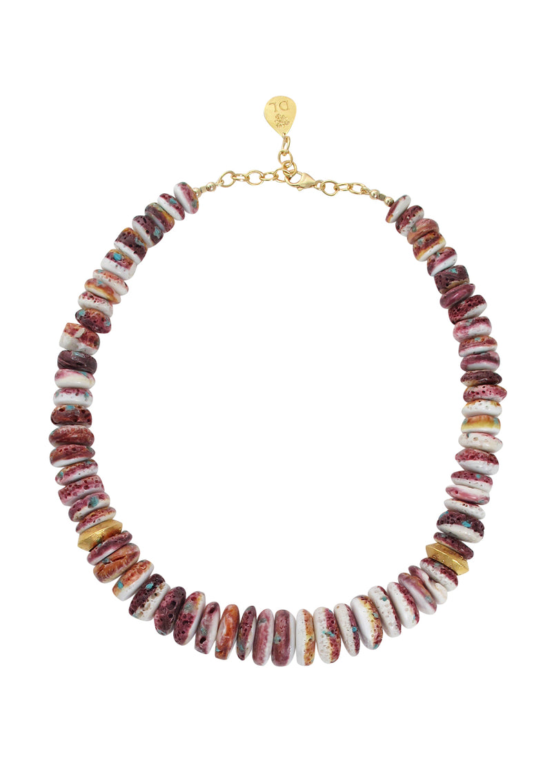 Purple Oyster Shell Gold Accent Necklace