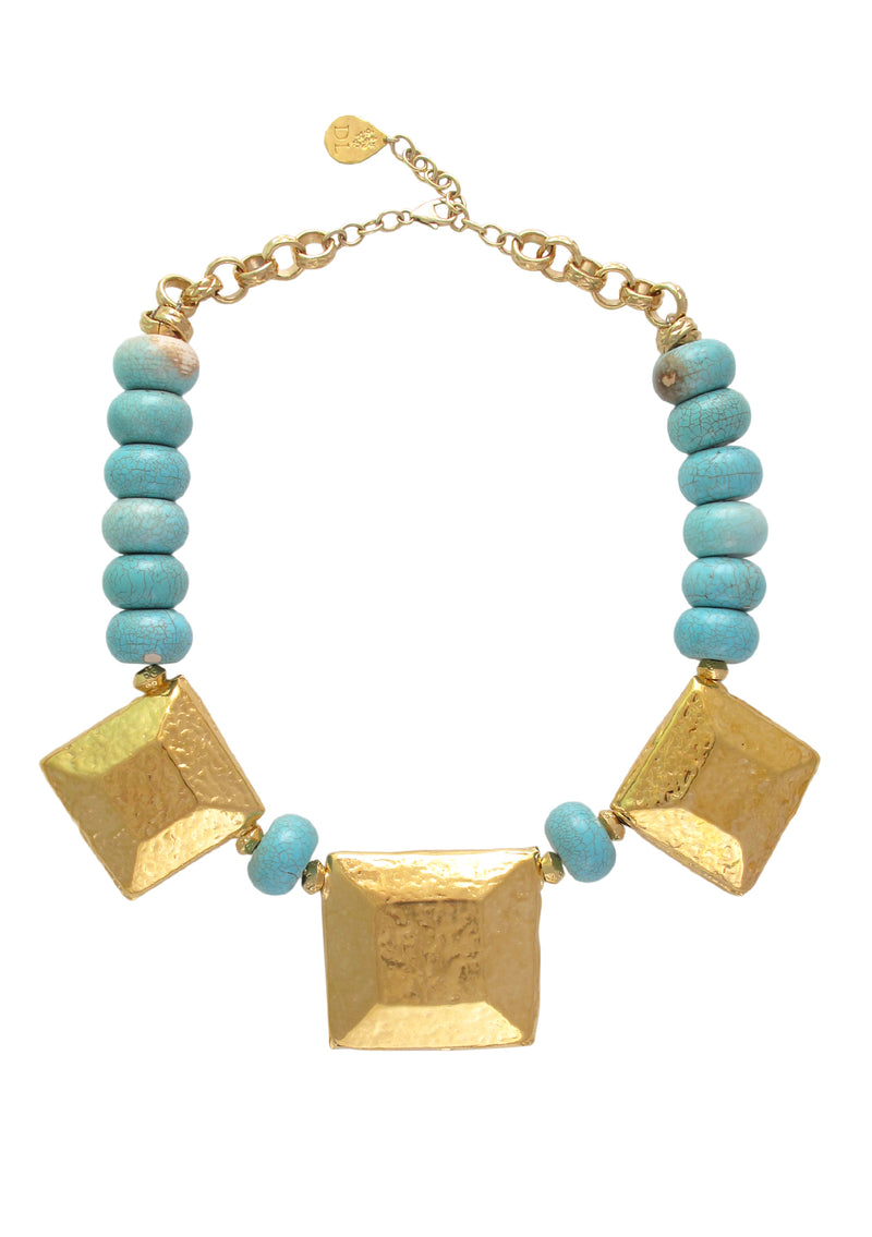 Turquoise Gold Medallion Necklace