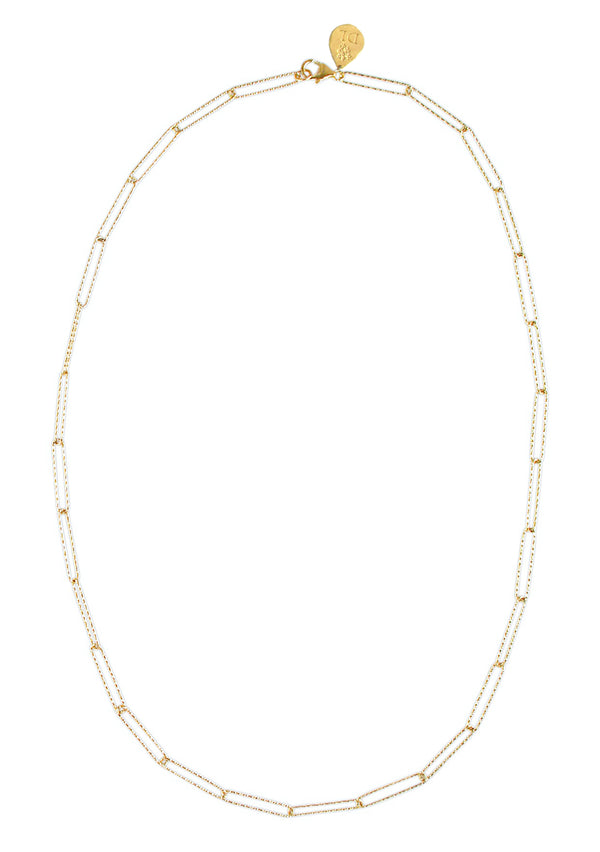 Long Textured Gold Link Chain Necklace