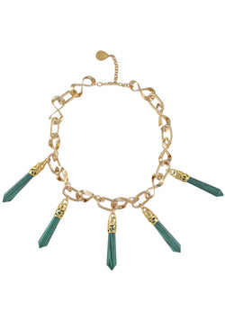 Malachite Pendant Gold Infinity Chain Necklace