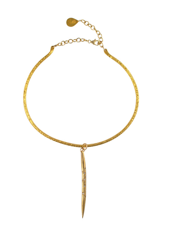 Diamond Illusion Pendant Gold Bar Necklace