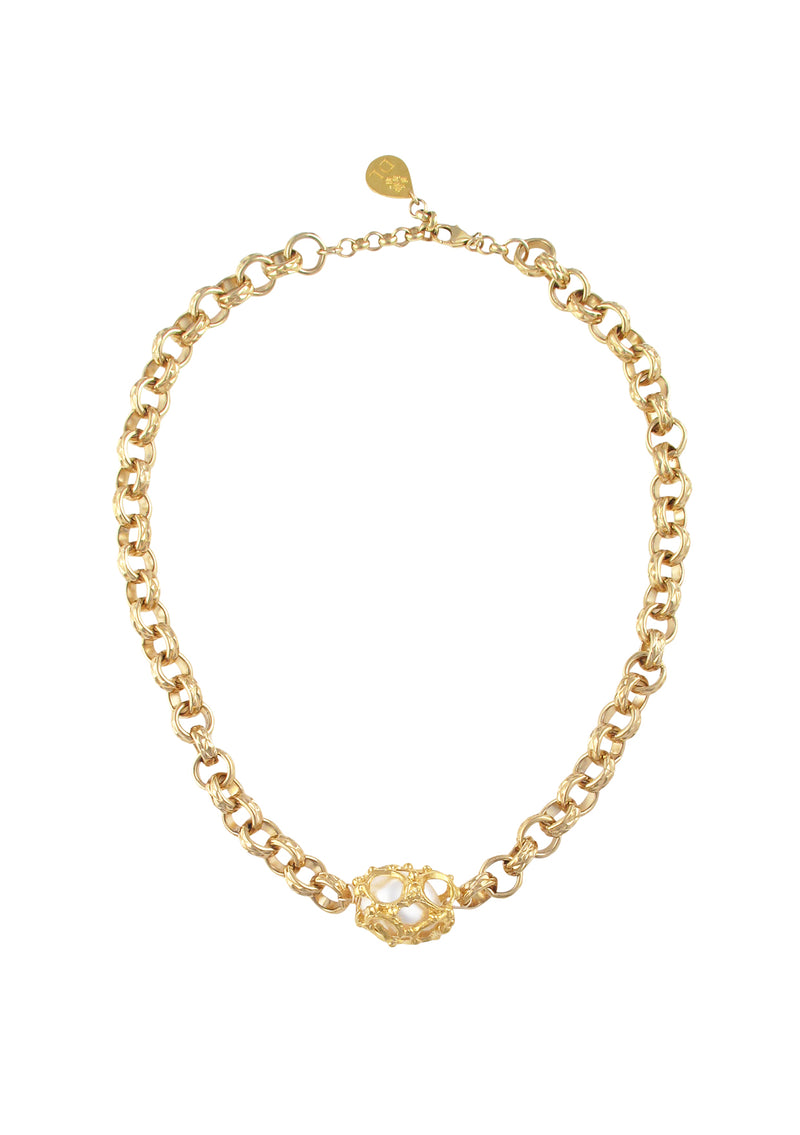 Caged Pearl Gold Necklace