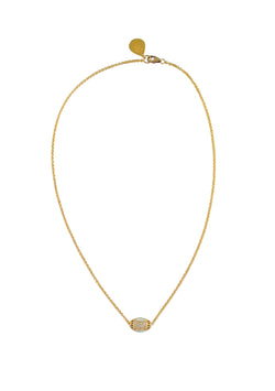 Moonstone Diamond Illusion Gold Necklace