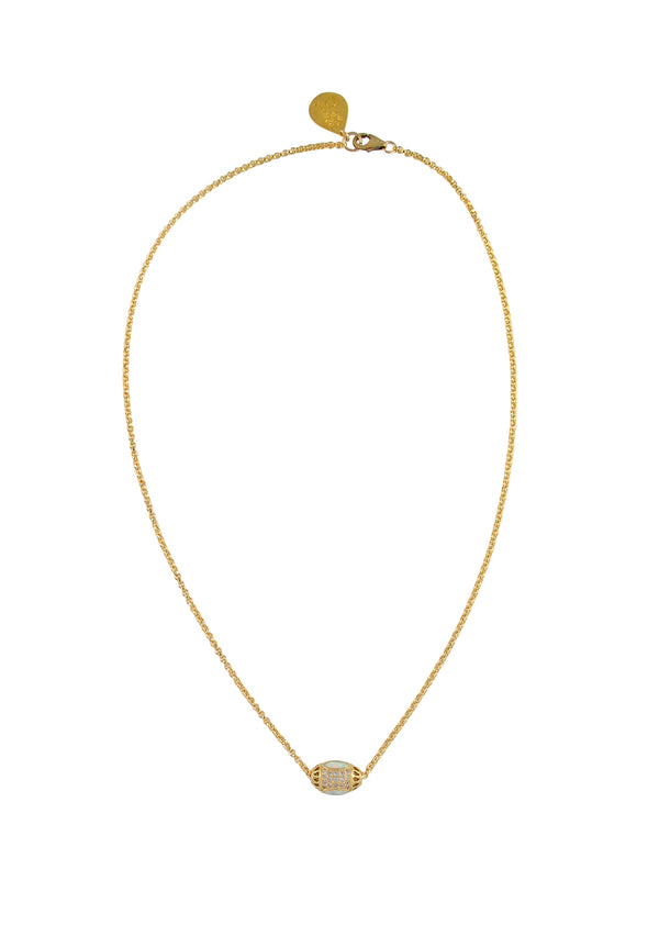 Moonstone Diamond Illusion Gold Necklace