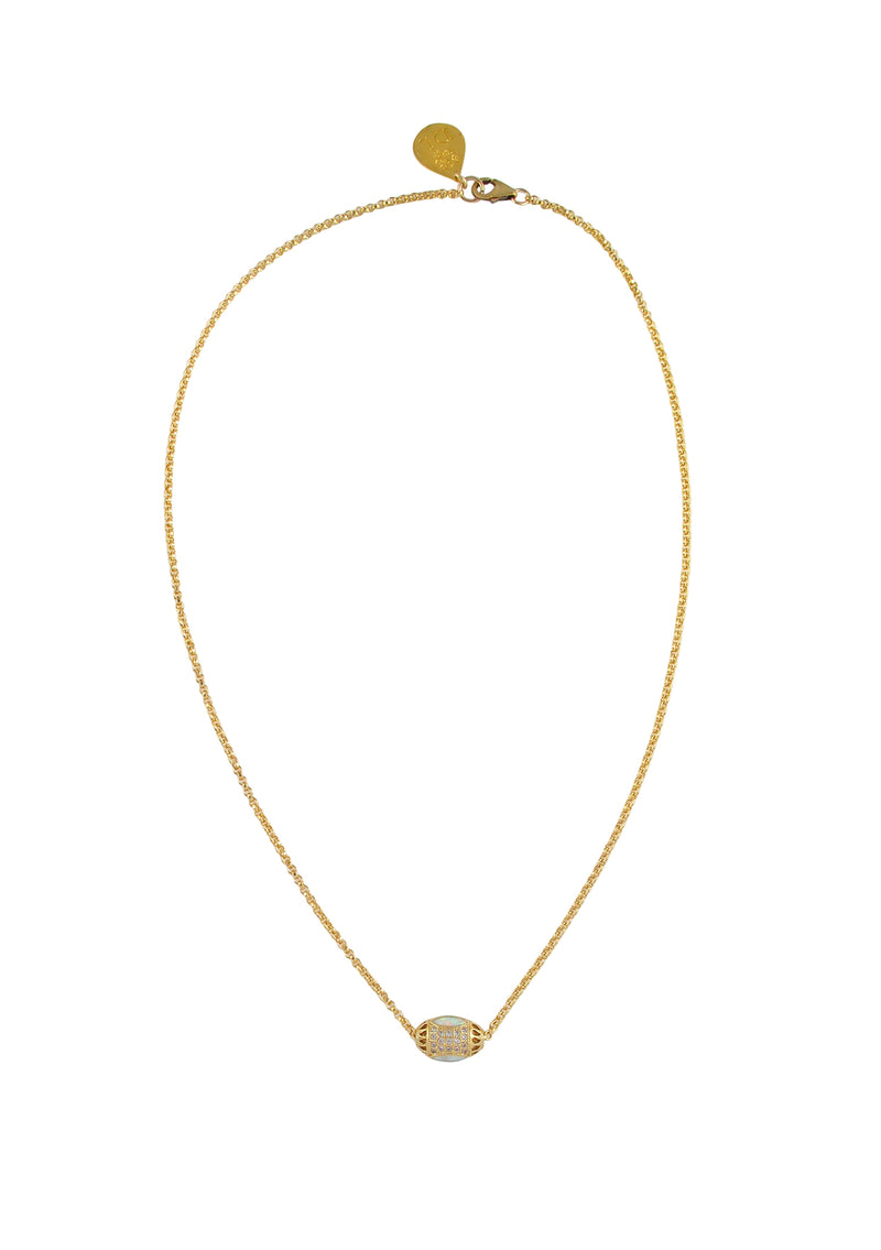 Moonstone Diamond Illusion Gold Necklace