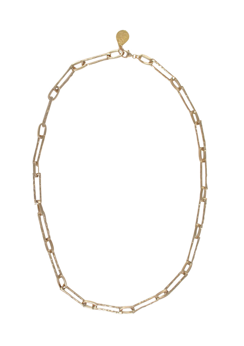Gold Textured Chain Necklace
