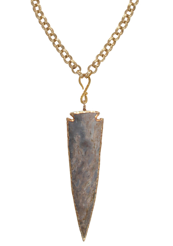 One of a Kind Jasper Arrowhead Pendant Necklace