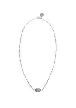 Moonstone Diamond Illusion Rhodium Barrel Necklace