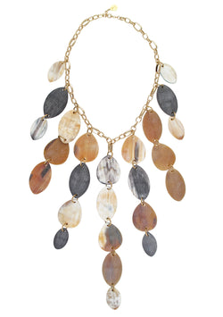 One of a Kind Long Horn Bib Gold Necklace