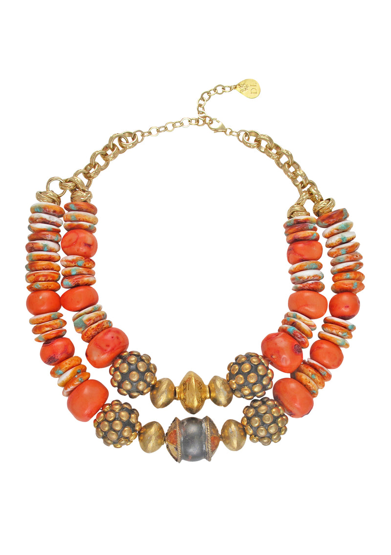 Orange Spiny Oyster Coral Ethnic Necklace