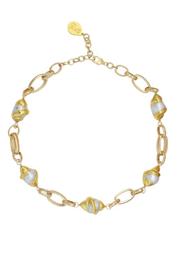 Freshwater Pearl Gold Bezel Necklace