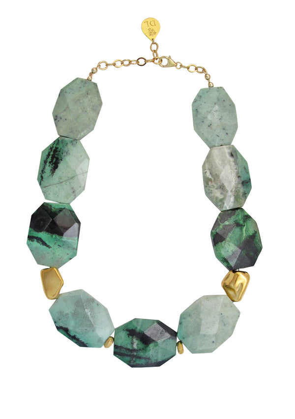 Hydrogrossular Garnet Gold Accent Necklace
