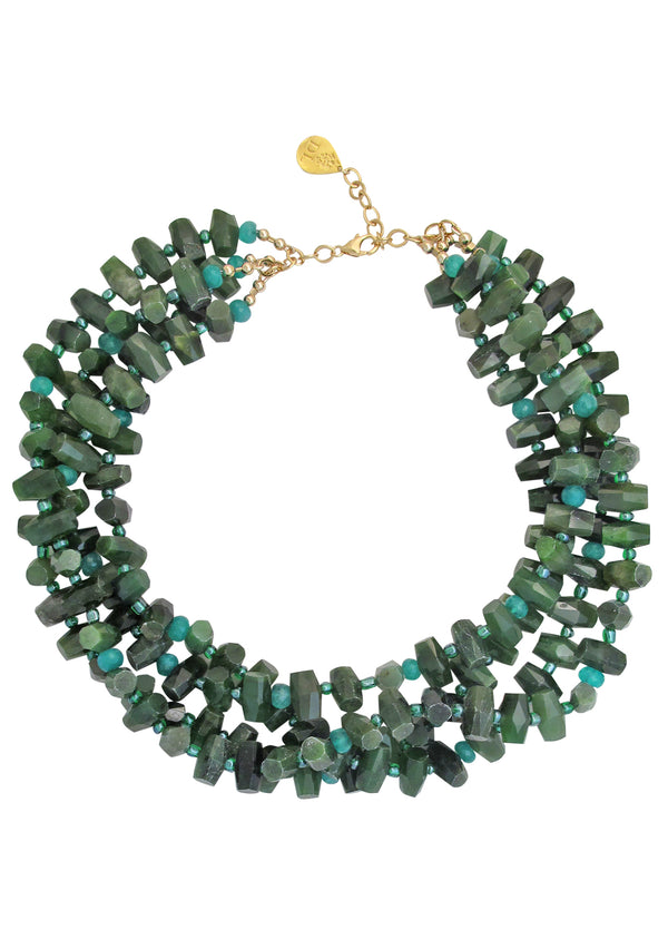 Nephrite Jade Amazonite Multi Strand Necklace
