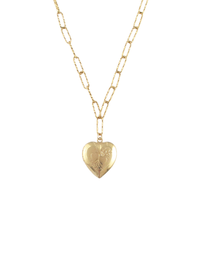 Gold Heart Locket Necklace