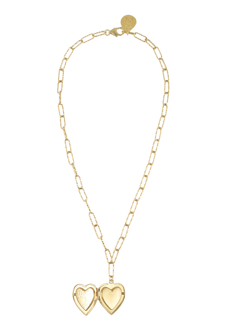 Gold Heart Locket Necklace