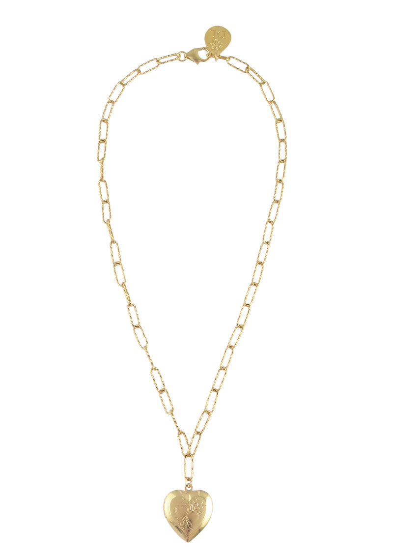 Gold Heart Locket Necklace