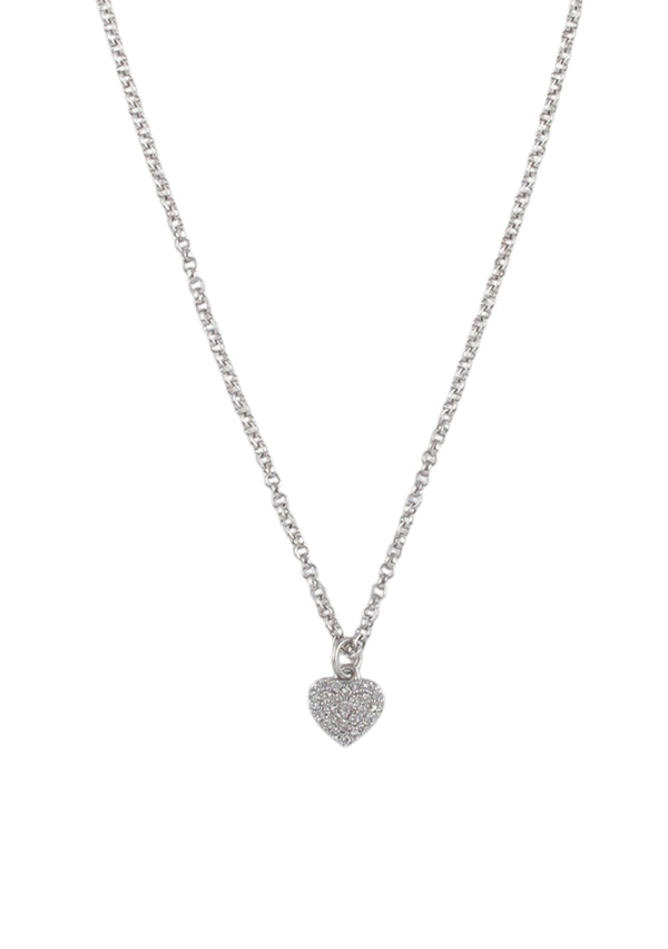 Crystal Rhodium Heart Pendant Necklace