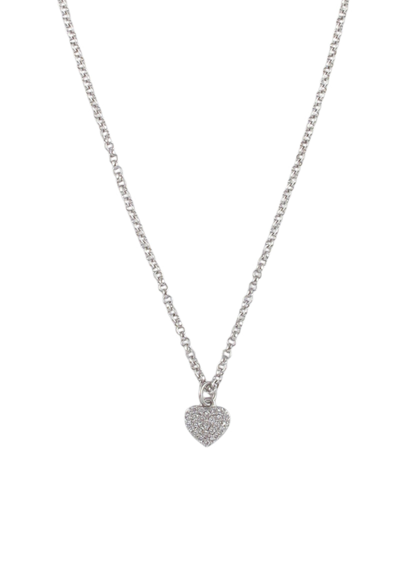 Crystal Rhodium Heart Pendant Necklace