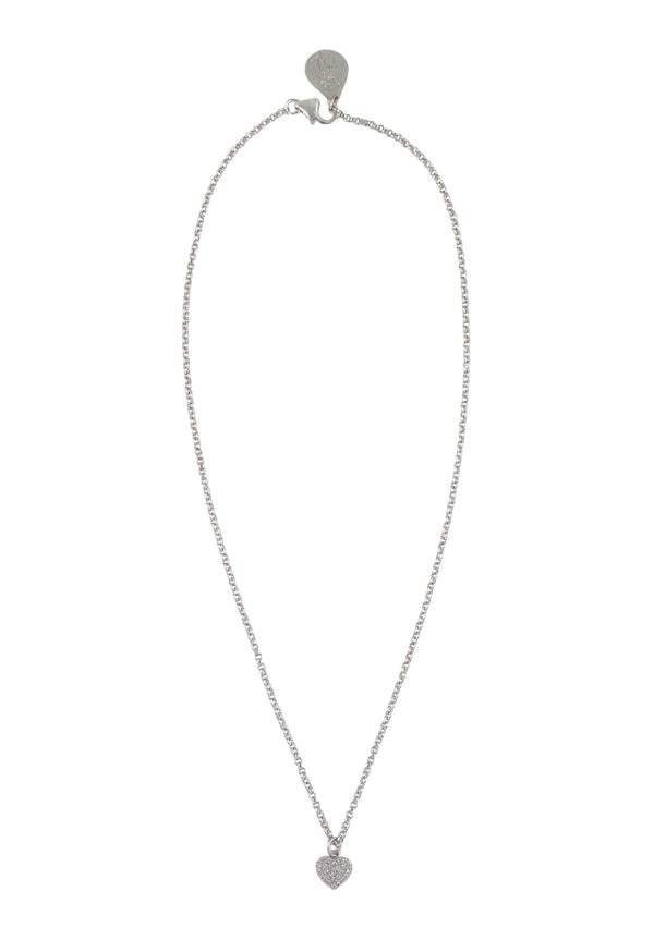 Crystal Rhodium Heart Pendant Necklace