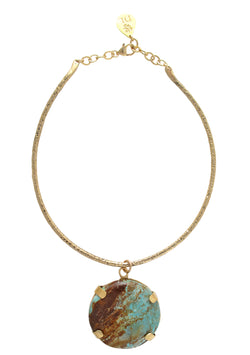 Statement Turquoise Pendant Necklace with 18k Gold