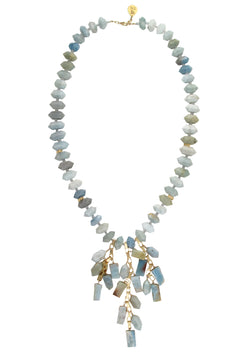 Long Aquamarine Fringe Necklace