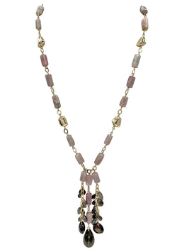 Madagascar Quartz, Labradorite, Gold Accent Necklace