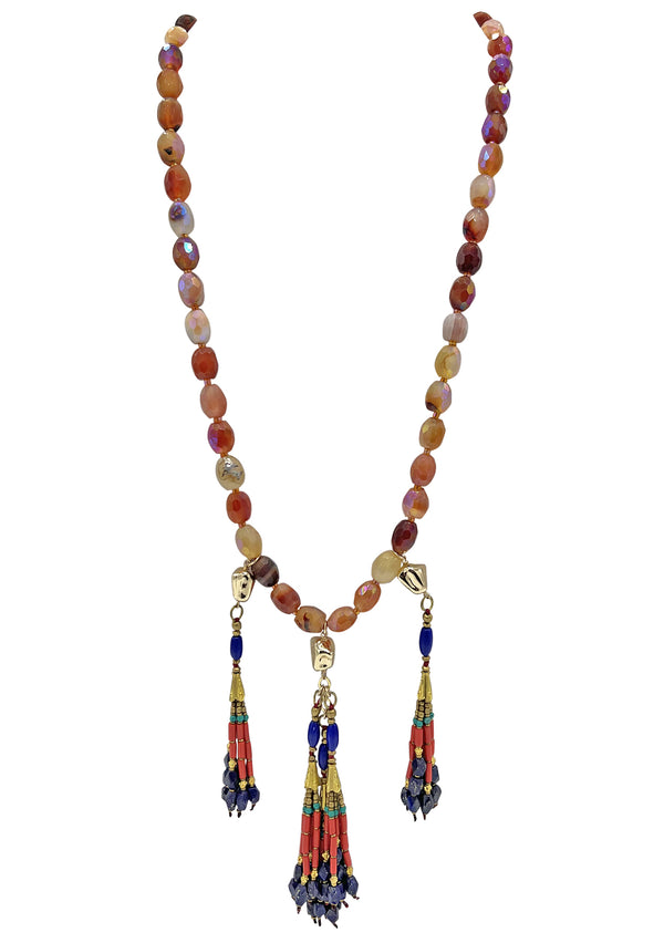 Carnelian Ethnic Tassel Necklace