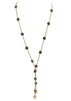 Smoky Quartz Gold Accent Drop Necklace