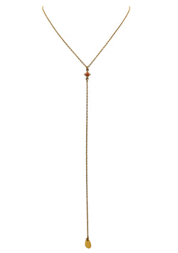 Coral Accent Long Drop Chain Necklace