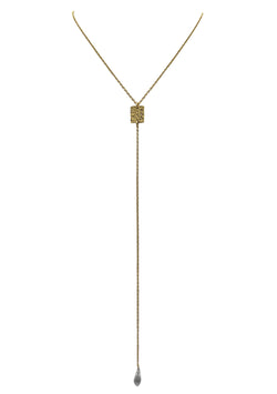 Diamond Illusion Gold Plate Long Drop Chain Necklace