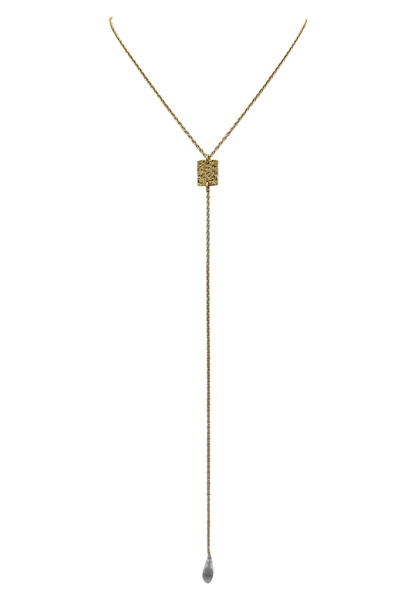 Diamond Illusion Gold Plate Long Drop Chain Necklace