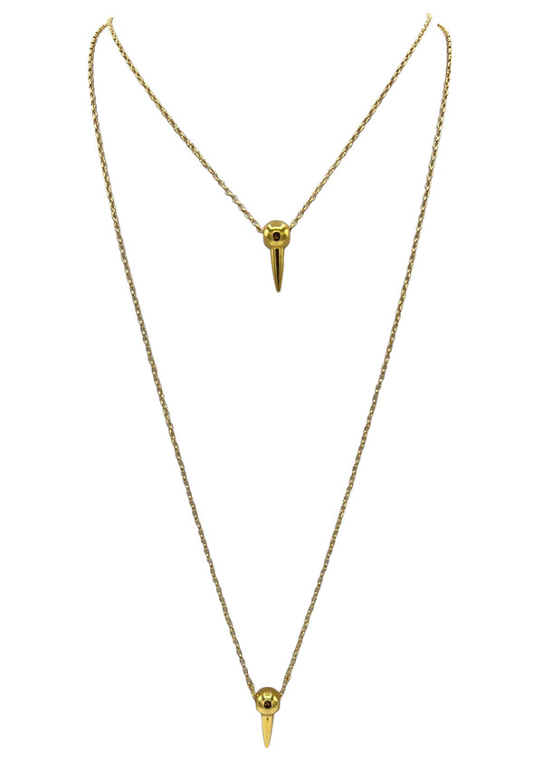 Short Gold Spike Pendant Necklace