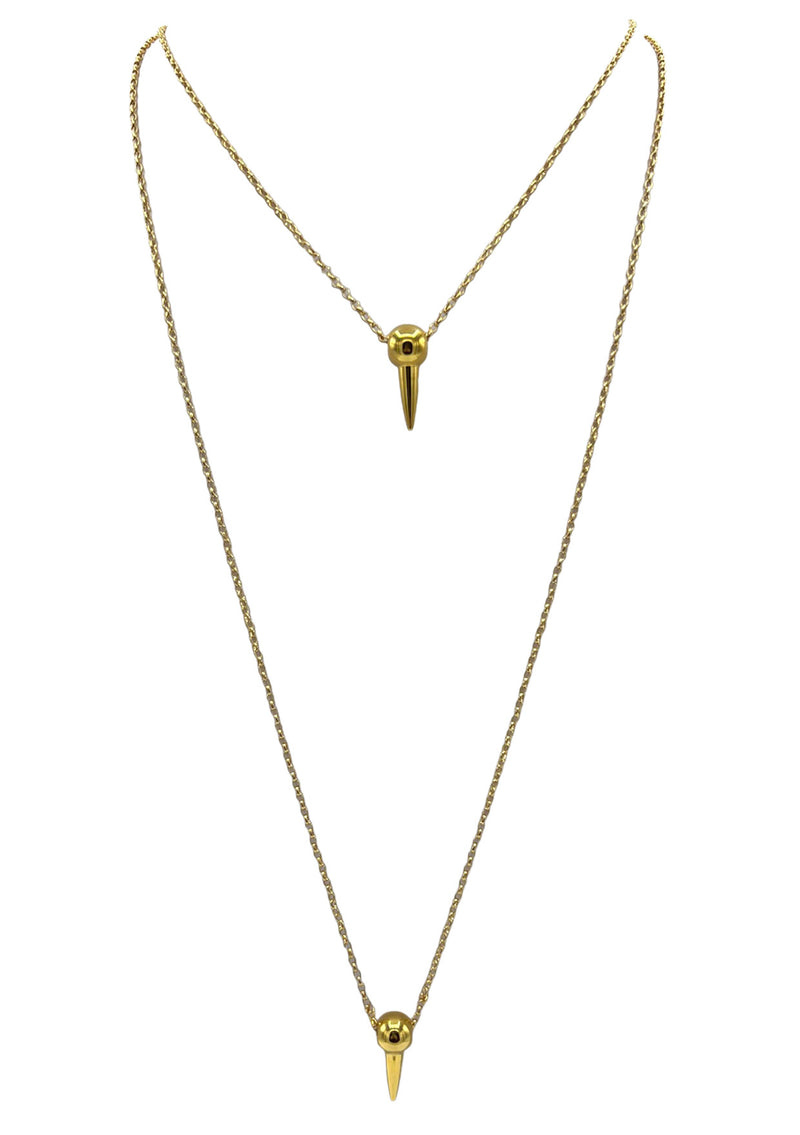 Short Gold Spike Pendant Necklace