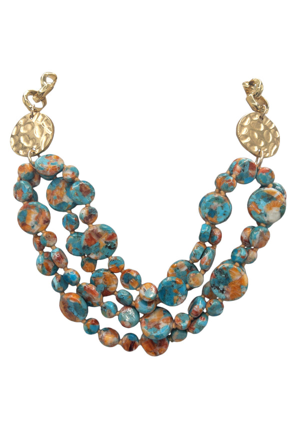 Turquoise Spiny Oyster Gold Accent Necklace