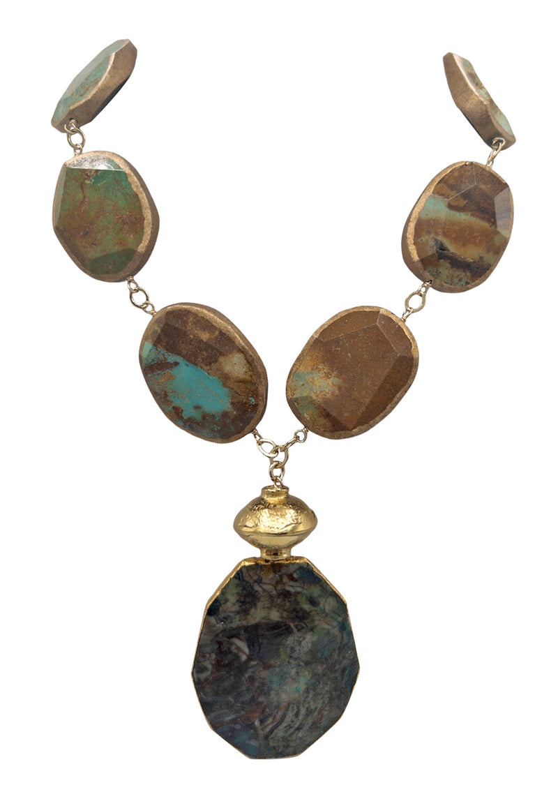 Copper Infused Turquoise Ocean Jasper Pendant Necklace