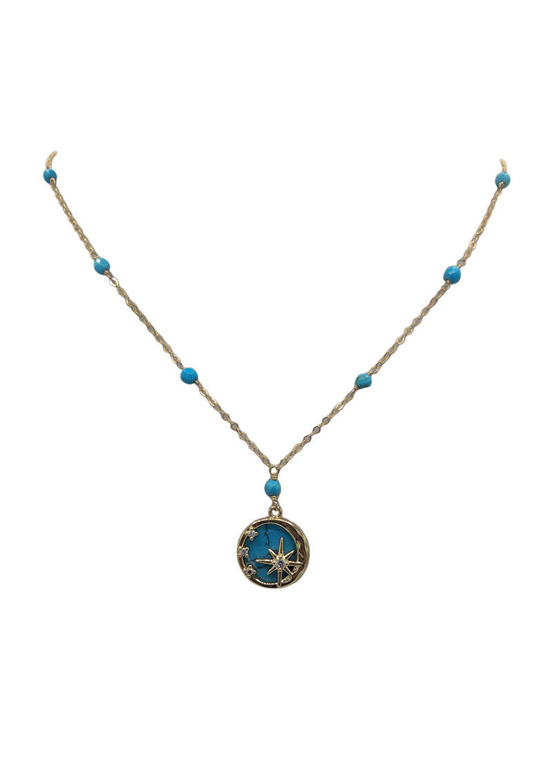 Turquoise Coin Gold Pendant Necklace