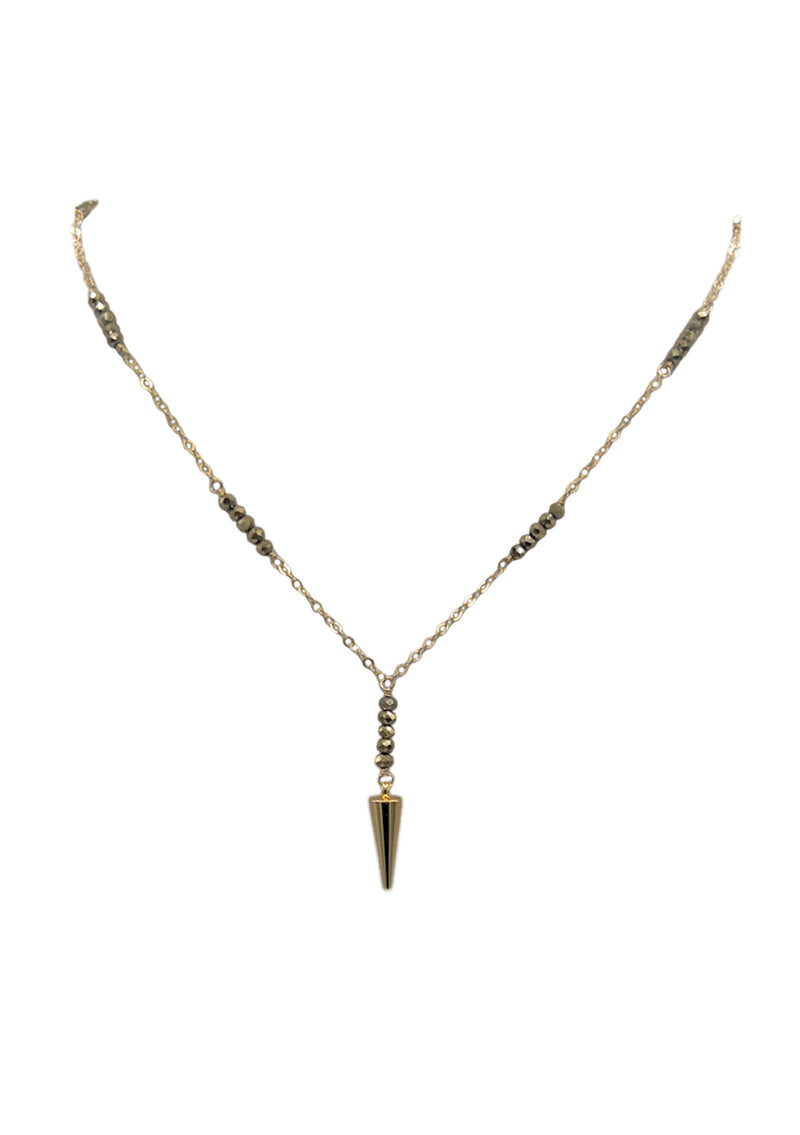 Hematite Gold Spike Pendant Necklace