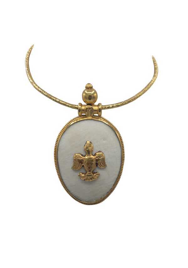 Shell and Gold Bird Pendant Necklace