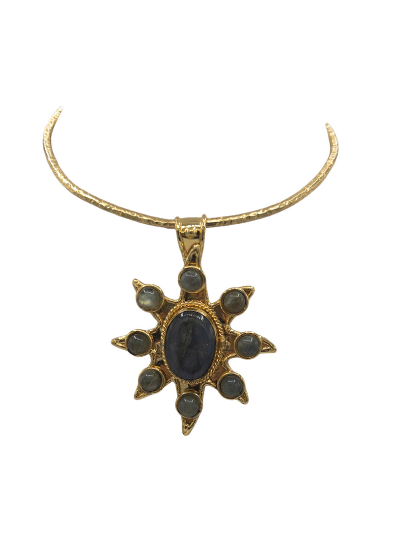 Labradorite and Gold Pendant Necklace