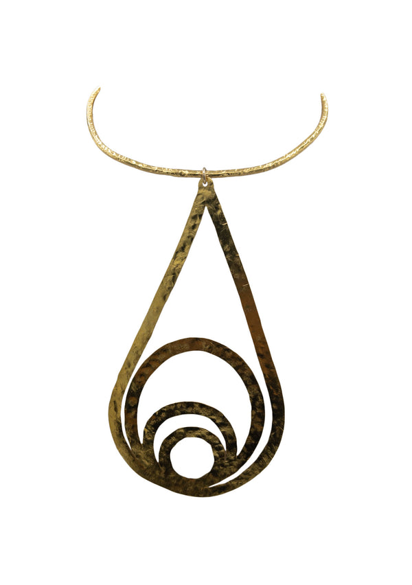 Hammered Gold Pendant Necklace