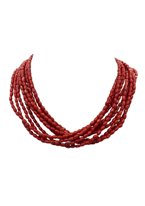 Red Coral Multi Strand Necklace