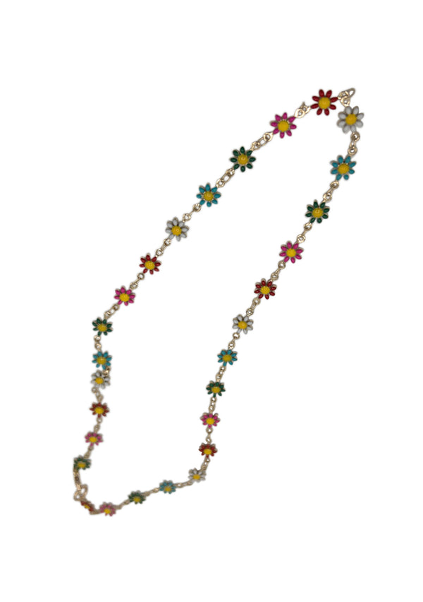 This nineties inspired multi-colored floral necklace was designed to add a delicate, vintage flare to your everyday outfit. Made in the USA by luxury jewelry designer Devon Leigh.