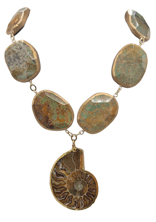 Turquoise Ammonite Pendant Necklace