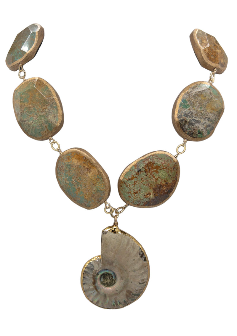 Turquoise Ammonite Pendant Necklace